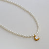 Wholesale Women's Fairy Style Titanium Steel Goldplated Pearl Casting Heart Pendant Necklace With String Of Pearls Chain