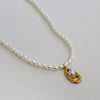 Wholesale Women's Fairy Style Titanium Steel Goldplated Pearl Casting Heart Pendant Necklace With String Of Pearls Chain
