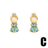 Wholesale Women's Fairy Tale Princess Earrings Copper Inlaid With Colorful Zirconium Electroplated With Cartoon Character Geometric Animal Zodiac Patterns