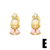 Wholesale Women's Fairy Tale Princess Earrings Copper Inlaid With Colorful Zirconium Electroplated With Cartoon Character Geometric Animal Zodiac Patterns