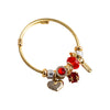 Wholesale Women's Fashion Adjustable Couple Bracelet With Heart Pendant Made Of Alloy And Stainless Steel With Rhinestone Inlay