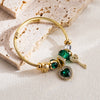 Wholesale Women's Fashion Adjustable Couple Bracelet With Heart Pendant Made Of Alloy And Stainless Steel With Rhinestone Inlay