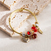 Wholesale Women's Fashion Adjustable Couple Bracelet With Heart Pendant Made Of Alloy And Stainless Steel With Rhinestone Inlay