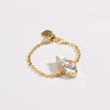 Wholesale Women's Fashion Adjustable Stretch Ring Copper Gold Plated Heart Shape Zirconia