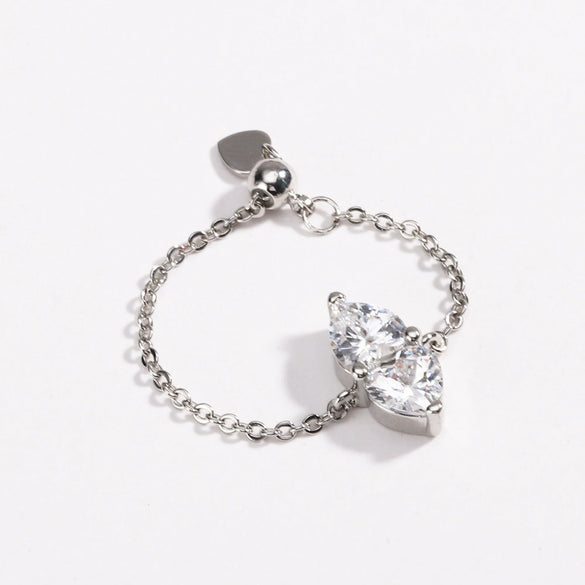 Wholesale Women's Fashion Adjustable Stretch Ring Copper Gold Plated Heart Shape Zirconia