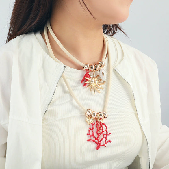 Wholesale Women's Fashion Alloy Animal Zodiac Geometric Necklace Electroplated Rope Style