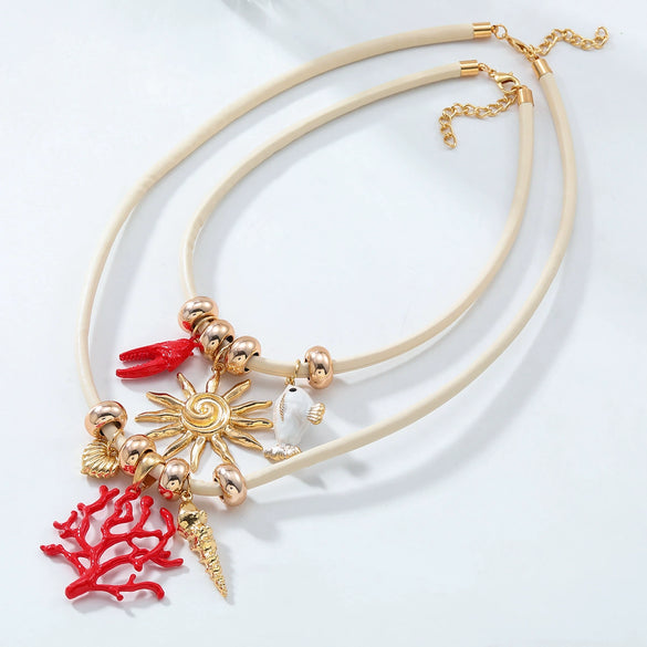 Wholesale Women's Fashion Alloy Animal Zodiac Geometric Necklace Electroplated Rope Style