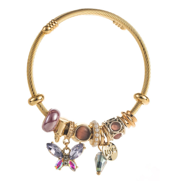 Wholesale Women's Fashion Alloy Butterfly And Insect Pattern Diamond Bracelet Jewelry