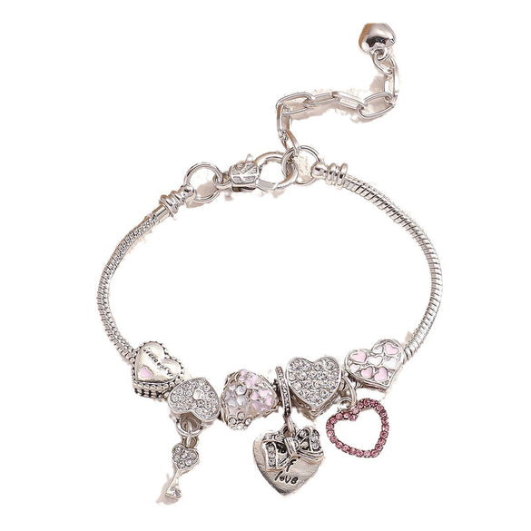 Wholesale Women's Fashion Alloy Electroplated Heart Pendant Bracelet