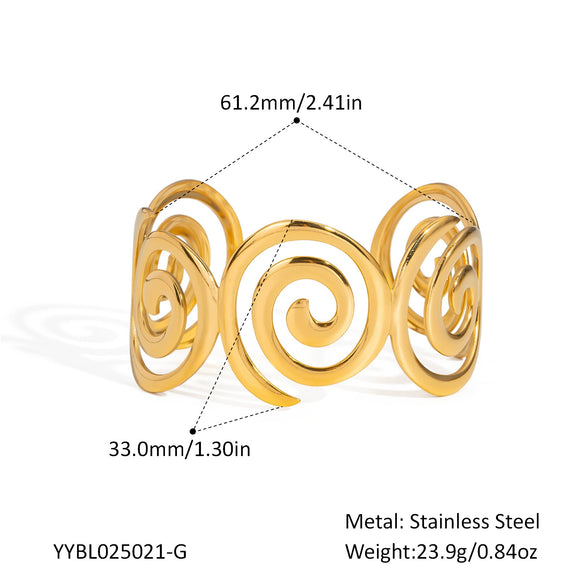 Wholesale Women's Fashion Beads Creative Threaded Opening Stainless Steel Bracelet With Pvd Furnace Vacuum Real Gold Plating