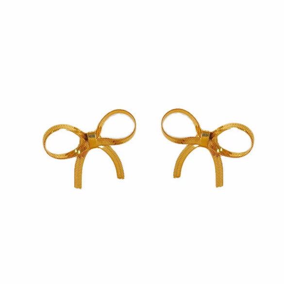 Wholesale Women's Fashion Bow Jewelry Suit With Stainless Steel Chain And Opening Ring Polishing And Electroplating Process Non Fading