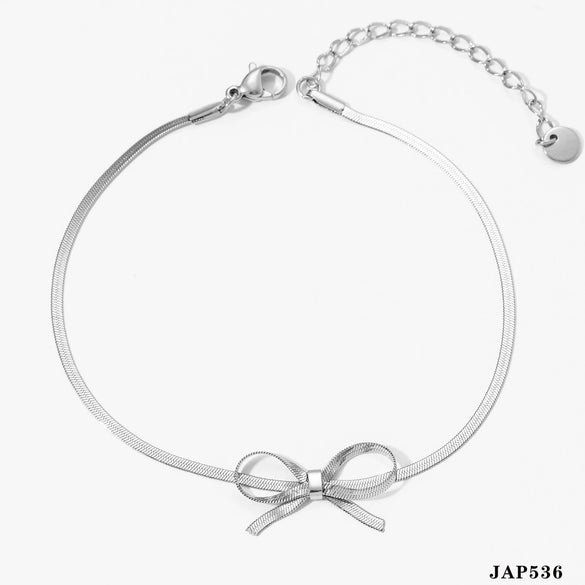Wholesale Women's Fashion Bow Jewelry Suit With Stainless Steel Chain And Opening Ring Polishing And Electroplating Process Non Fading