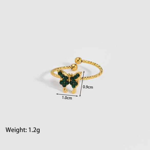 Wholesale Women's Fashion Butterfly Insect Pattern Stainless Steel Jewelry Suit With Electroplating And Inlaid Zircon Including Earrings Ring And Necklace