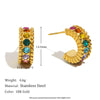 Wholesale Women's Fashion C Shaped Geometric Stainless Steel 18K Gold Plated Earrings