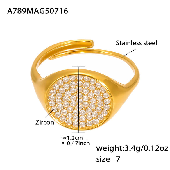 Wholesale Women's Fashion Casual Open Design Geometric Titanium Steel Love Ring With Electroplating And Super Flash Zircon Jewelry
