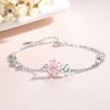 Wholesale Women's Fashion Cherry Blossom And Flower Sterling Silver 925 Electroplated Bracelet