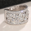 Wholesale Women's Fashion Copper Flower Geometric Ring Jewelry With Zirconia