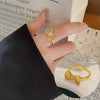 Wholesale Women's Fashion Copper Gold Bow Ring Electroplated Adjustable Tail Ring