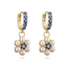 Wholesale Women's Fashion Copper Inlaid Pearl Flower Petal Earrings