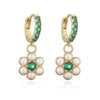 Wholesale Women's Fashion Copper Inlaid Pearl Flower Petal Earrings