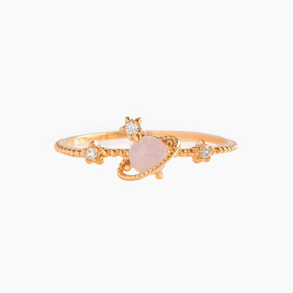 Wholesale Women's Fashion Creative Geometric Brass Planet Ring With Micro Inlaid Zircon