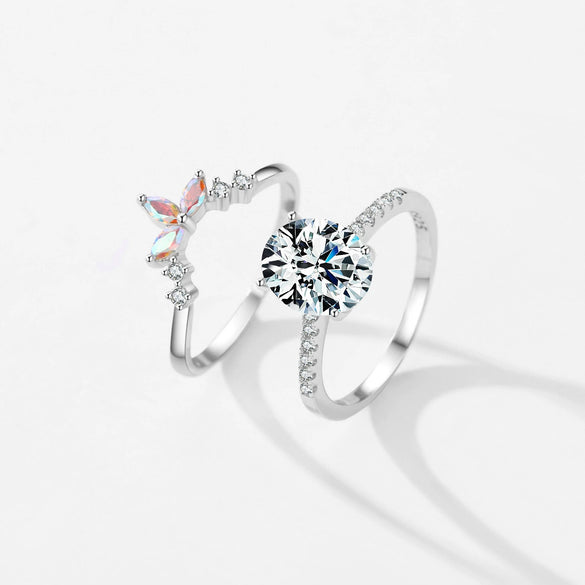Wholesale Women's Fashion Creative Highend Versatile Stacking Style S925 Sterling Silver Zircon Ring With The Crown Pattern And Electroplating Treatment
