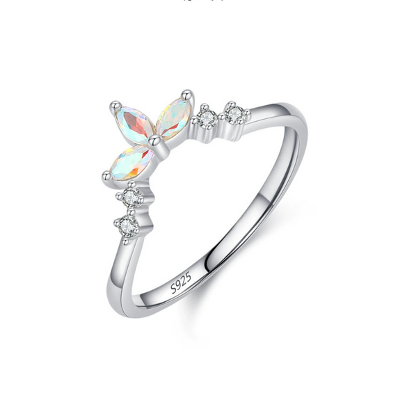 Wholesale Women's Fashion Creative Highend Versatile Stacking Style S925 Sterling Silver Zircon Ring With The Crown Pattern And Electroplating Treatment