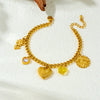 Wholesale Women's Fashion Creative Multielement Stainless Steel Goldplated Flower And Heart Shape Pendant Side Chain Bracelet