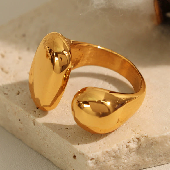 Wholesale Women's Fashion Creative Open 316L Stainless Steel Ring With Geometric Pattern And Electroplating