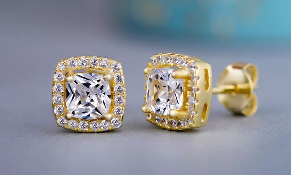 Wholesale Women's Fashion Creative Zircon Earrings Copper Geometric Set With Precious Stones