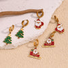 Wholesale Women's Fashion Cute Cartoon Stainless Steel 18K Gold Plated Santa Sleigh Christmas Tree Earrings