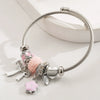 Wholesale Women's Fashion Diamond Design Stainless Steel Alloy Bracelet With Bow Flower Pendant