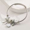 Wholesale Women's Fashion Diamond Design Stainless Steel Alloy Bracelet With Bow Flower Pendant