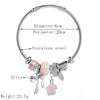 Wholesale Women's Fashion Diamond Design Stainless Steel Alloy Bracelet With Bow Flower Pendant