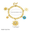 Wholesale Women's Fashion Diamondplated Goldplated Stainless Steel Plants And Flowers Sun Pendant Chain Jewelry Set