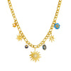Wholesale Women's Fashion Diamondplated Goldplated Stainless Steel Plants And Flowers Sun Pendant Chain Jewelry Set