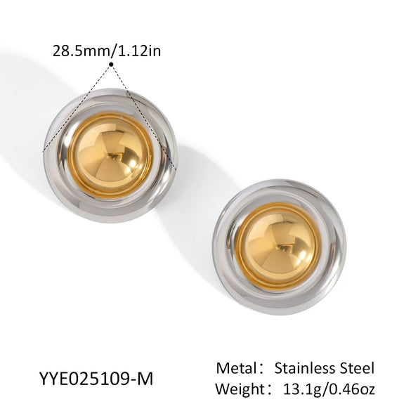 Wholesale Women's Fashion Disc Earrings Stainless Steel Geometric Design Pvd Furnace Vacuum Real Gold Plated