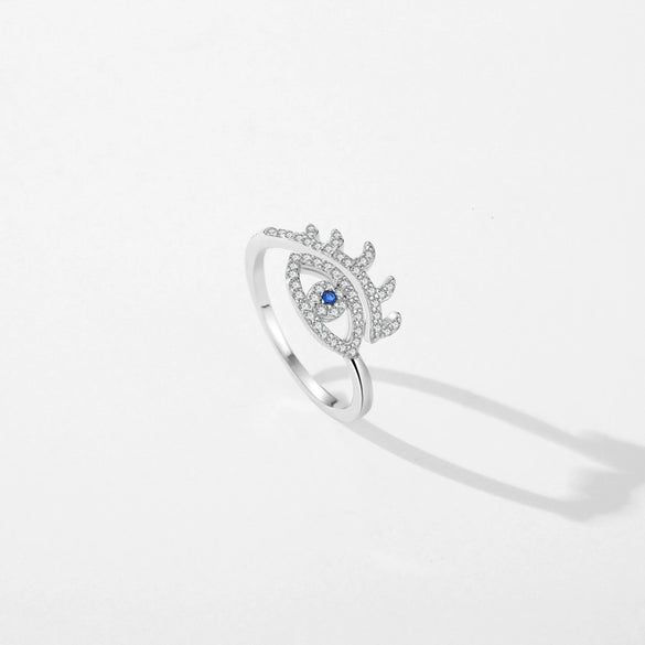 Wholesale Women's Fashion Distinctive Funny Eyelash Open Ring S925 Sterling Silver With Microinlay