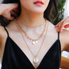 Wholesale Women's Fashion Double Stack Wearing Necklace With Geometric Pattern Made Of Alloy And Electroplated