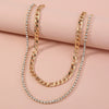 Wholesale Women's Fashion Double Stack Wearing Necklace With Geometric Pattern Made Of Alloy And Electroplated