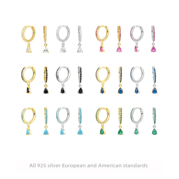 Wholesale Women's Fashion Earrings S925 Sterling Silver Fanshaped Drop Style With Brushed French Ear Buckle