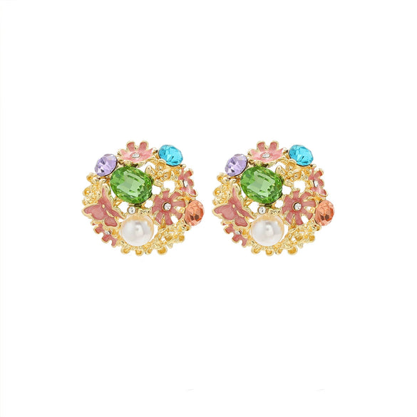Wholesale Women's Fashion Earrings With Rhinestone And Diamondset Flower Design