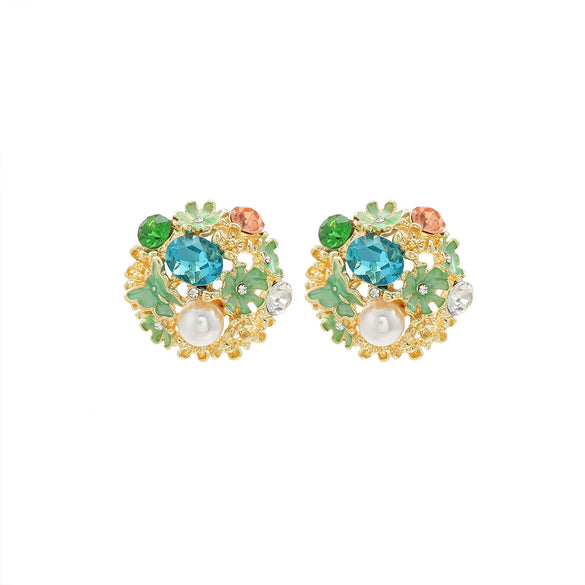 Wholesale Women's Fashion Earrings With Rhinestone And Diamondset Flower Design