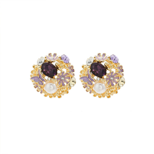 Wholesale Women's Fashion Earrings With Rhinestone And Diamondset Flower Design