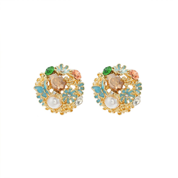 Wholesale Women's Fashion Earrings With Rhinestone And Diamondset Flower Design