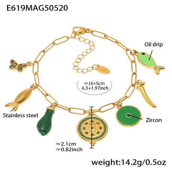 Wholesale Women's Fashion Electroplated Stainless Steel Geometric Ferris Wheel Enamel Glaze Bracelet Luxury Jewelry
