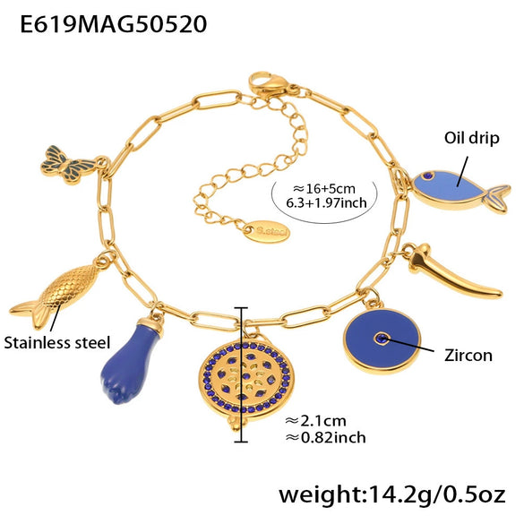 Wholesale Women's Fashion Electroplated Stainless Steel Geometric Ferris Wheel Enamel Glaze Bracelet Luxury Jewelry