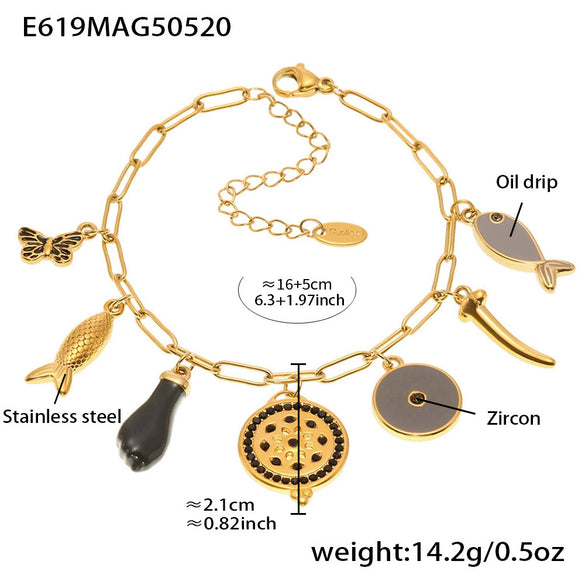 Wholesale Women's Fashion Electroplated Stainless Steel Geometric Ferris Wheel Enamel Glaze Bracelet Luxury Jewelry