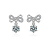 Wholesale Women's Fashion Elegant Moissanite 925 Sterling Silver Bow Tie Earrings With Diamond Design
