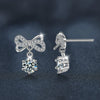 Wholesale Women's Fashion Elegant Moissanite 925 Sterling Silver Bow Tie Earrings With Diamond Design
